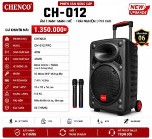 Loa kéo Chenco CH-012, Bass 30, CS 350w, Blutooth 5.0, Kèm 2 tay micro không dây, (New 2026)