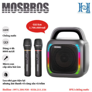 Loa Xách Tay MOSBROS Karabox, Kèm 2 micro pin sạc, Mẫu loa sinh ra để hát Karaoke