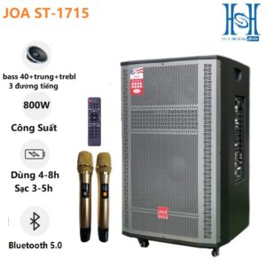 Loa Kéo JOA ST-1715, Bass 40, Công Suất 800w,Bluetooth 5.0, Kèm 2 tay mic kim loại
