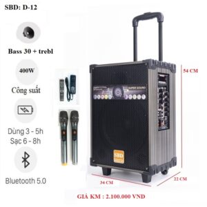 Loa kéo SBD-D12 Chính Hãng, Bass 30cm, Công Suất 400w (New 2025 )