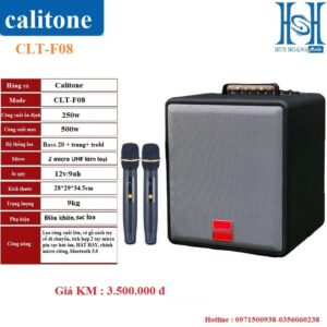 Loa Calitone CLT-F08 Chính Hãng, Bass 20, Công Suất 550w, Kèm 2 tay mic pin sạc (New 2024)
