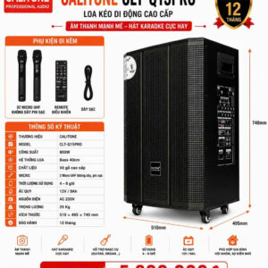 Loa kéo CALITONE CLT-Q15PRO bass 40cm – 2 micro UHF pin sạc (New 2026)