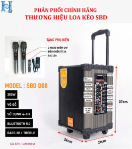 Loa kéo SBD-D08 Chính Hãng, Bass 20cm, Công Suất 300w (New 2025 )