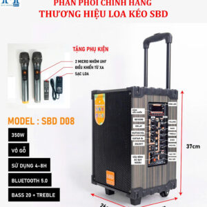 Loa kéo SBD-D08 Chính Hãng, Bass 20cm, Công Suất 300w (New 2025 )