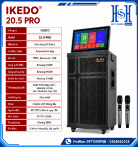 Loa Kéo IKEDO SP-WK18-1 Màn Hình Cảm Ứng 20.5 Inch Android Karaoke Chính Hãng