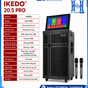 Loa Kéo IKEDO SP-WK18-1 Màn Hình Cảm Ứng 20.5 Inch Android Karaoke Chính Hãng