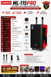 Loa CHENCO ML-115PRO Bass 40cm, RMS 250W, DSP, 2 Micro UHF