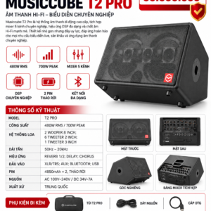 Loa Musiccube T2 PRO 480W, Mixer 5 Kênh, DSP Chuyên Nghiệp