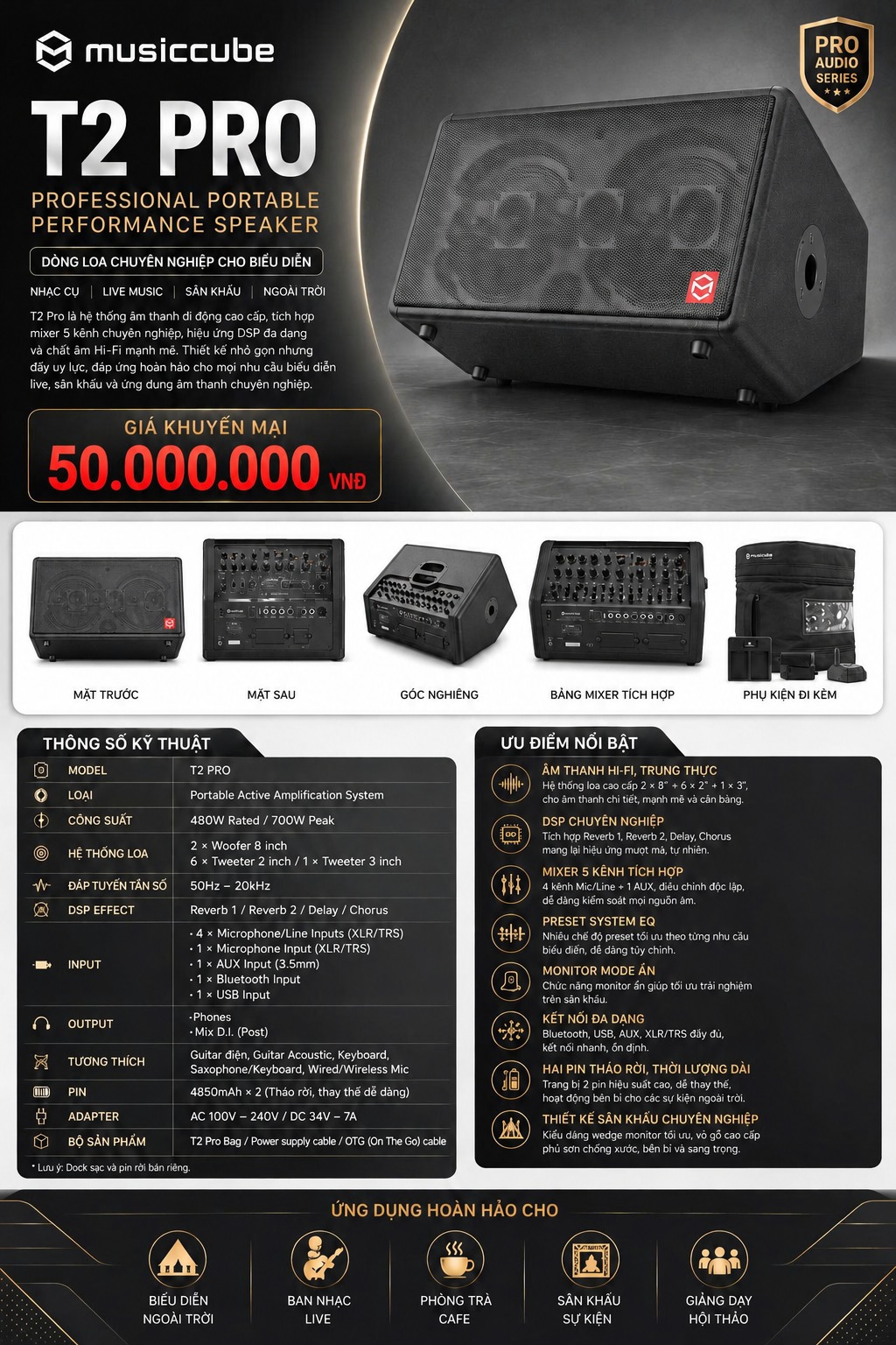 Loa Musiccube T2 PRO giá khuyến mại 50 triệu đồng